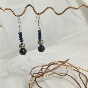 Jet Czech Glass & Metal Bead Wire Dangles